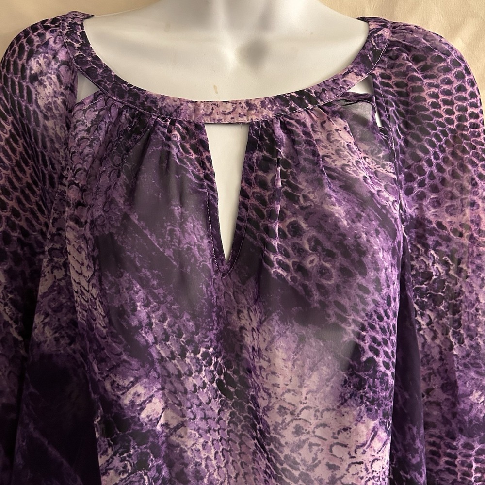 Large Jennifer Lopez Purple Snake Print Peep Top #1893*8 (JFT) - Picture 7 of 11
